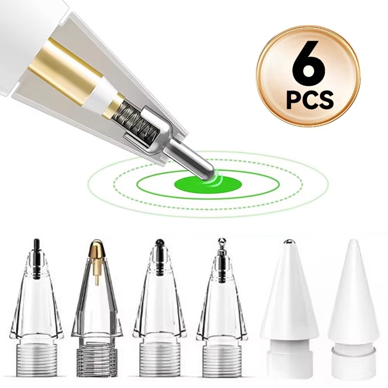 Stylus Replacement Tip - 6 Stück Ersatz-Bleistiftspitzen für Apple Pencil