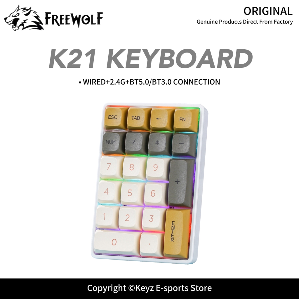 Bluetooth Trackpad - K21 Tri-Mode Mechanisches Numerisches Tastenfeld FREEWOLF